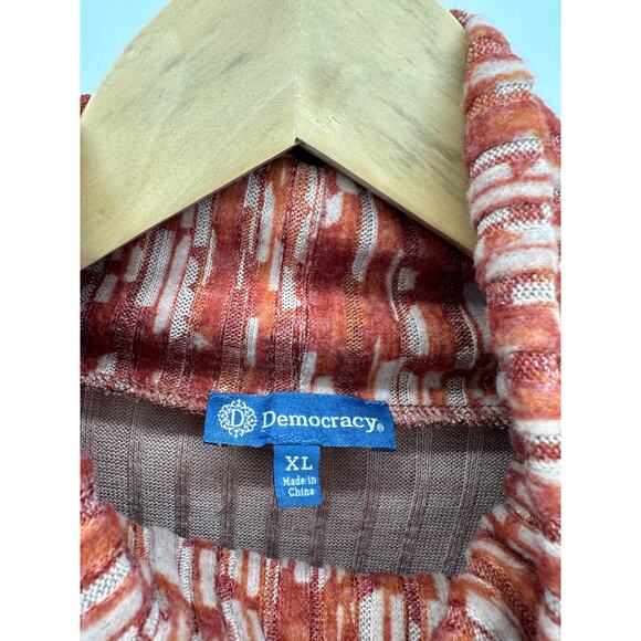 Democracy Cowl Neck Sweater Women XL Orange Rayon Blend Stretch Pullover Fall - Picture 6 of 7
